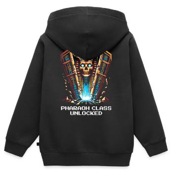 Pharao-Klasse freigeschaltet | Ägypten, RPG - Kinder Premium Organic Zip Hoodie - Schwarz - Hinten - AI Model Kid Male (0cm)