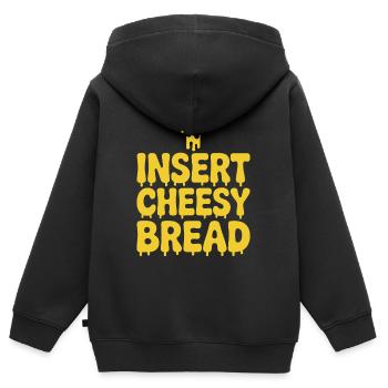 Fromage Bâtonnet de fromage Toast au fromage - Sweat Premium à capuche zippé enfant bio - noir - Dos - AI Model Kid Male (0cm)