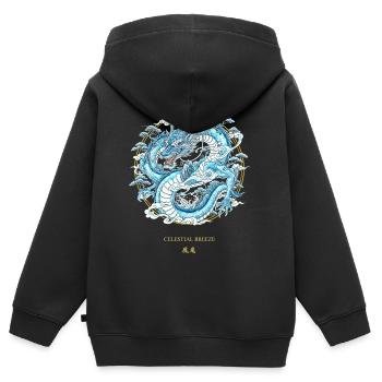 Brise céleste Dragon du vent céleste - Sweat Premium à capuche zippé enfant bio - noir - Dos - AI Model Kid Male (0cm)