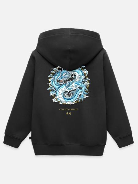 Celestial Breeze Himmlischer Winddrache - Kinder Premium Organic Zip Hoodie - Schwarz