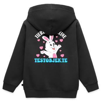 Tierschutz TIERE SIND KEINE TESTOBJEKTE LUSTIG - Kinder Premium Organic Zip Hoodie - Schwarz - Hinten - AI Model Kid Male (0cm)