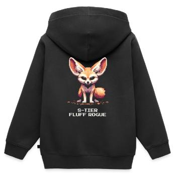 S-Tier Fluff-Schurke | Fennek, RPG - Kinder Premium Organic Zip Hoodie - Schwarz - Hinten - AI Model Kid Male (0cm)