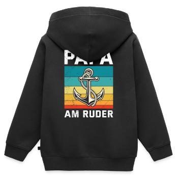 Future Dad DAD AT THE HELM Retro Funny - Kids Premium Organic Zip-up Hoodie - black - Back - AI Model Kid Male (0cm)