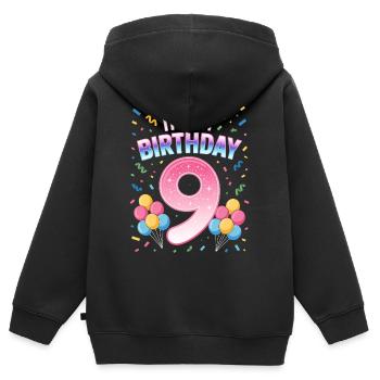 It’s My Birthday Kinder Geburtstag 9 Jahre Mädchen - Kinder Premium Organic Zip Hoodie - Schwarz - Hinten - AI Model Kid Male (0cm)