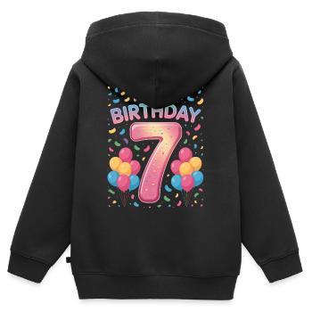 It’s My Birthday Kinder Geburtstag 7 Jahre Mädchen - Kinder Premium Organic Zip Hoodie - Schwarz - Hinten - AI Model Kid Male (0cm)