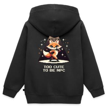 Zu süß, um NPC zu sein | Fuchs, RPG - Kinder Premium Organic Zip Hoodie - Schwarz - Hinten - AI Model Kid Male (0cm)