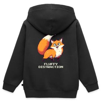 Flauschige Ablenkung | derpy Fuchs - Kinder Premium Organic Zip Hoodie - Schwarz - Hinten - AI Model Kid Male (0cm)