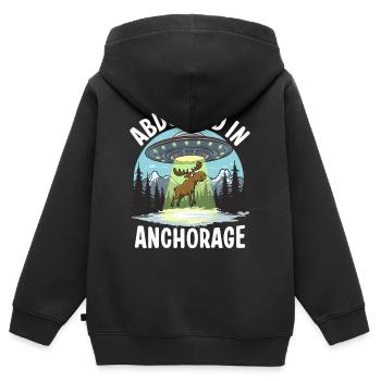Entführt in Anchorage - Kinder Premium Organic Zip Hoodie - Schwarz - Hinten - AI Model Kid Male (0cm)