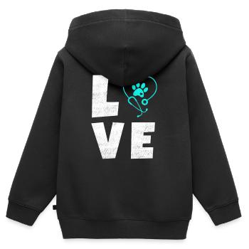 Tierliebe Logo mit Pfotenherz - Kinder Premium Organic Zip Hoodie - Schwarz - Hinten - AI Model Kid Male (0cm)