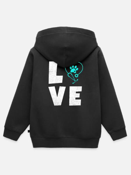 Tierliebe Logo mit Pfotenherz - Kinder Premium Organic Zip Hoodie - Schwarz