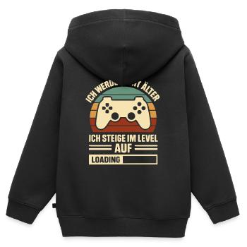 Gamer Shirt – Ich steige im Level auf - Kinder Premium Organic Zip Hoodie - Schwarz - Hinten - AI Model Kid Male (0cm)