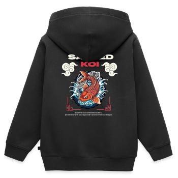 Heilige Koi - Kinder Premium Organic Zip Hoodie - Schwarz - Hinten - AI Model Kid Male (0cm)