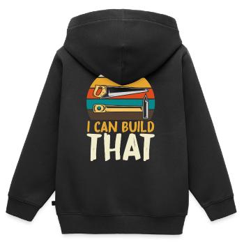 Ich kann das bauen DIY - Kinder Premium Organic Zip Hoodie - Schwarz - Hinten - AI Model Kid Male (0cm)