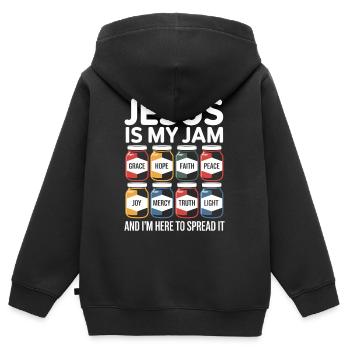  Jesus Ist Mein Ding Mit Gnade, Hoffnung, Glaube, - Kinder Premium Organic Zip Hoodie - Schwarz - Hinten - AI Model Kid Male (0cm)