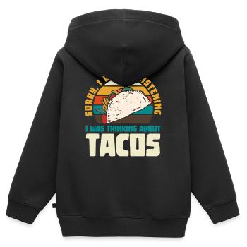 Später Taco Gedankengang Retro Design - Kinder Premium Organic Zip Hoodie - Schwarz - Hinten - AI Model Kid Male (0cm)