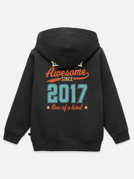 Genial seit 2017 - Kinder Premium Organic Zip Hoodie - Schwarz