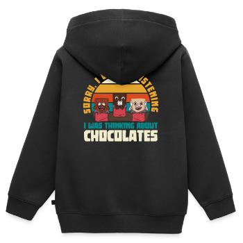 Retro Humor: Chocolate Bar Trio - Kids Premium Organic Zip-up Hoodie - black - Back - AI Model Kid Male (0cm)