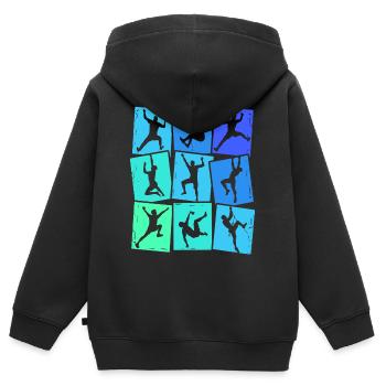 Klettern Berge Kletterer Bouldern Jungen Kinder - Kinder Premium Organic Zip Hoodie - Schwarz - Hinten - AI Model Kid Male (0cm)