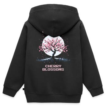 Lädt: Kirschblüten | Sakura Saison Japan - Kinder Premium Organic Zip Hoodie - Schwarz - Hinten - AI Model Kid Male (0cm)