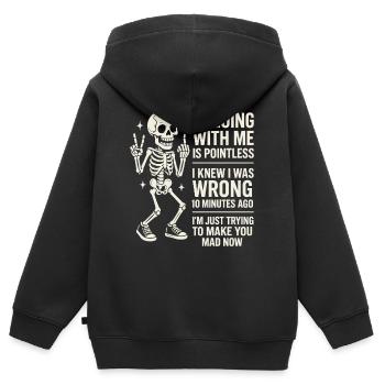 Streit Mit Mir Ist Sinnlos Humor Skelett - Kinder Premium Organic Zip Hoodie - Schwarz - Hinten - AI Model Kid Male (0cm)