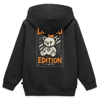 Couronne d’ours en peluche en édition limitée - Sweat Premium à capuche zippé enfant bio - noir - Dos - AI Model Kid Male (0cm)