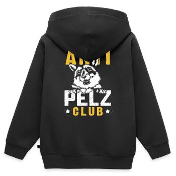 Tierschutz ANTI PELZ CLUB Anti Fur Lustig - Kinder Premium Organic Zip Hoodie - Schwarz - Hinten - AI Model Kid Male (0cm)