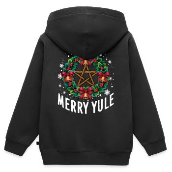 Frohes Julfest Weihnachtszeit Weihnachten - Kinder Premium Organic Zip Hoodie - Schwarz - Hinten - AI Model Kid Male (0cm)