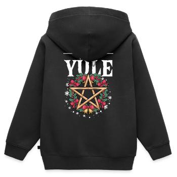 Merry Yule Yuletide Season Christmas Solstice - Kids Premium Organic Zip-up Hoodie - black - Back - AI Model Kid Male (0cm)