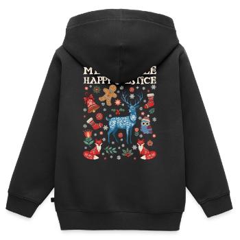 Merry Yule Happy Solstice Merry Christmas - Kids Premium Organic Zip-up Hoodie - black - Back - AI Model Kid Male (0cm)