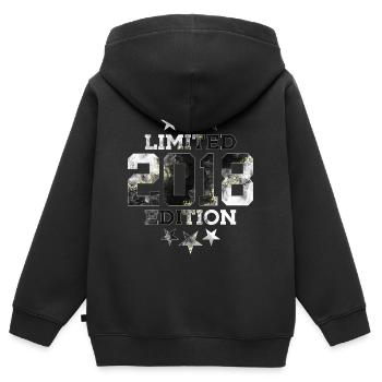 ÉDITION LIMITÉE 8E ANNIVERSAIRE 2018 - Sweat Premium à capuche zippé enfant bio - noir - Dos - AI Model Kid Male (0cm)