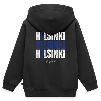 Helsinki Finlande, un souvenir d’Helsinki - Sweat Premium à capuche zippé enfant bio - noir - Dos - AI Model Kid Male (0cm)