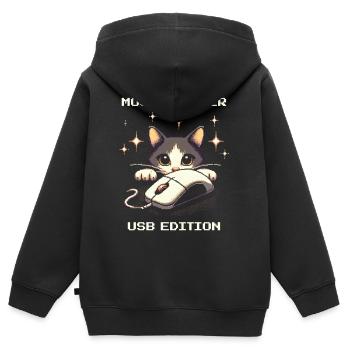 Chasse à la souris Édition USB | Humour de Cat Gaming - Sweat Premium à capuche zippé enfant bio - noir - Dos - AI Model Kid Male (0cm)