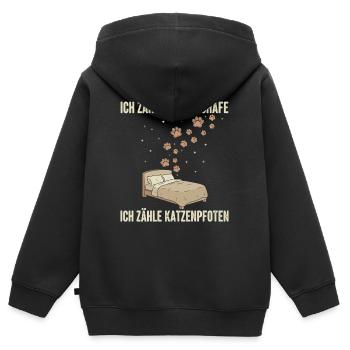 Ich zähle Katzenpfoten Bettdekor - Kinder Premium Organic Zip Hoodie - Schwarz - Hinten - AI Model Kid Male (0cm)