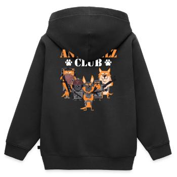 Tierschutz ANTI PELZ CLUB Anti Fur Lustig - Kinder Premium Organic Zip Hoodie - Schwarz - Hinten - AI Model Kid Male (0cm)