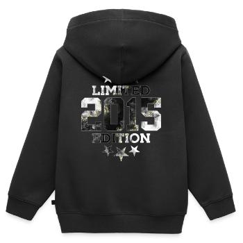 LIMITED EDITION 2015 11. GEBURTSTAG - Kinder Premium Organic Zip Hoodie - Schwarz - Hinten - AI Model Kid Male (0cm)