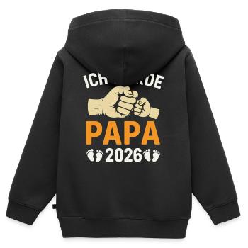 Werdender Vater ICH WERDE PAPA 2026 Lustig - Kinder Premium Organic Zip Hoodie - Schwarz - Hinten - AI Model Kid Male (0cm)