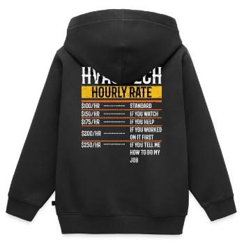 Drôle Technicien CVC taux horaire Comptabilité CP - Sweat Premium à capuche zippé enfant bio - noir - Dos - AI Model Kid Male (0cm)
