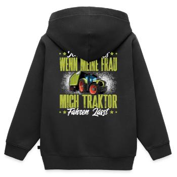 Landwirt - Kinder Premium Organic Zip Hoodie - Schwarz - Hinten - AI Model Kid Male (0cm)