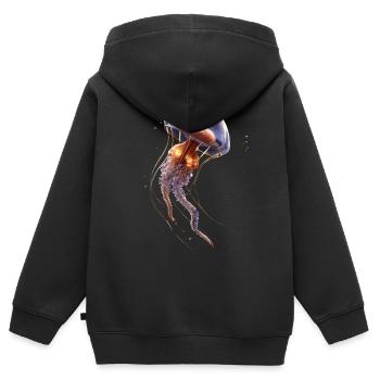Méduse Méduse de feu Méduse Méduse mignonne - Sweat Premium à capuche zippé enfant bio - noir - Dos - AI Model Kid Male (0cm)