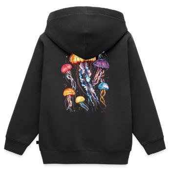 Méduse Méduse de feu Méduse Méduse mignonne - Sweat Premium à capuche zippé enfant bio - noir - Dos - AI Model Kid Male (0cm)