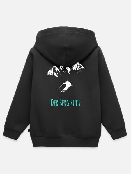 Skifahren - Der Berg ruft - Kinder Premium Organic Zip Hoodie - Schwarz
