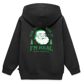 Design du Père Noël pour Noël et l’hiver - Sweat Premium à capuche zippé enfant bio - noir - Dos - AI Model Kid Male (0cm)