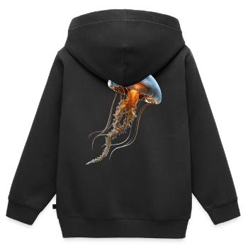 Méduse Méduse de feu Méduse Méduse mignonne - Sweat Premium à capuche zippé enfant bio - noir - Dos - AI Model Kid Male (0cm)