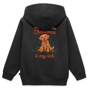 Tout ce que je veux pour Noël, c’est mon labo - Sweat Premium à capuche zippé enfant bio - noir - Dos - AI Model Kid Male (0cm)