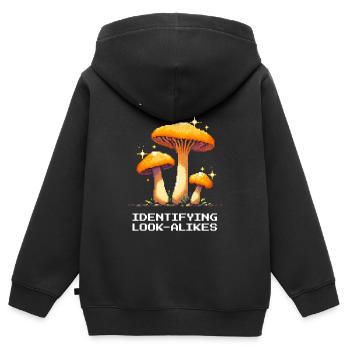 Hard Mode: Determining Doppelgangers | Fungi - Kids Premium Organic Zip-up Hoodie - black - Back - AI Model Kid Male (0cm)