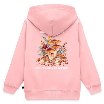 Pillage des chanterelles | Une apparition à la fois - Sweat Premium à capuche zippé enfant bio - rose - Dos - AI Model Kid Female (0cm)