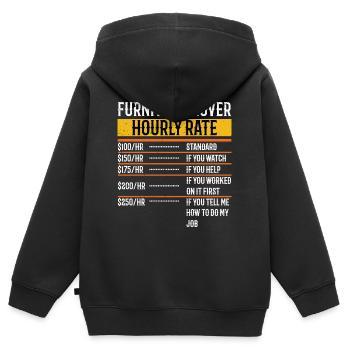 Funny Furniture Mover Hourly Rate - Kids Premium Organic Zip-up Hoodie - black - Back - AI Model Kid Male (0cm)