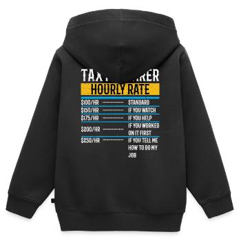 Steuerberater Stundensatz Lustig Steuersaison Steuertag - Kinder Premium Organic Zip Hoodie - Schwarz - Hinten - AI Model Kid Male (0cm)