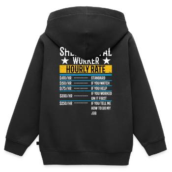 Taux horaire d’un tôlier pour une tôle - Sweat Premium à capuche zippé enfant bio - noir - Dos - AI Model Kid Male (0cm)