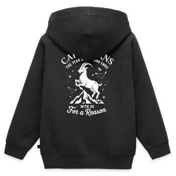 Steinbock Sternzeichen - Kinder Premium Organic Zip Hoodie - Schwarz - Hinten - AI Model Kid Male (0cm)